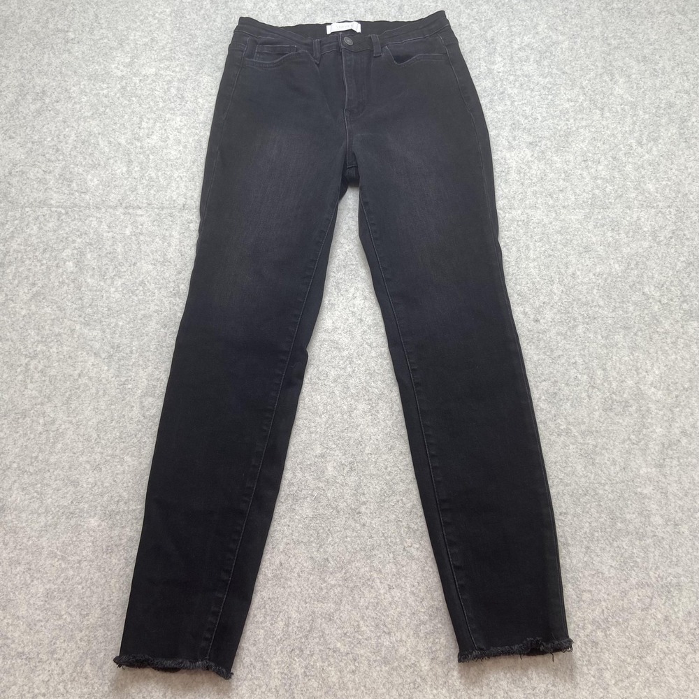 Vervet High Rise Skinny Jeans Womens 28 (27x26) Black Frayed Hem Stretch Denim